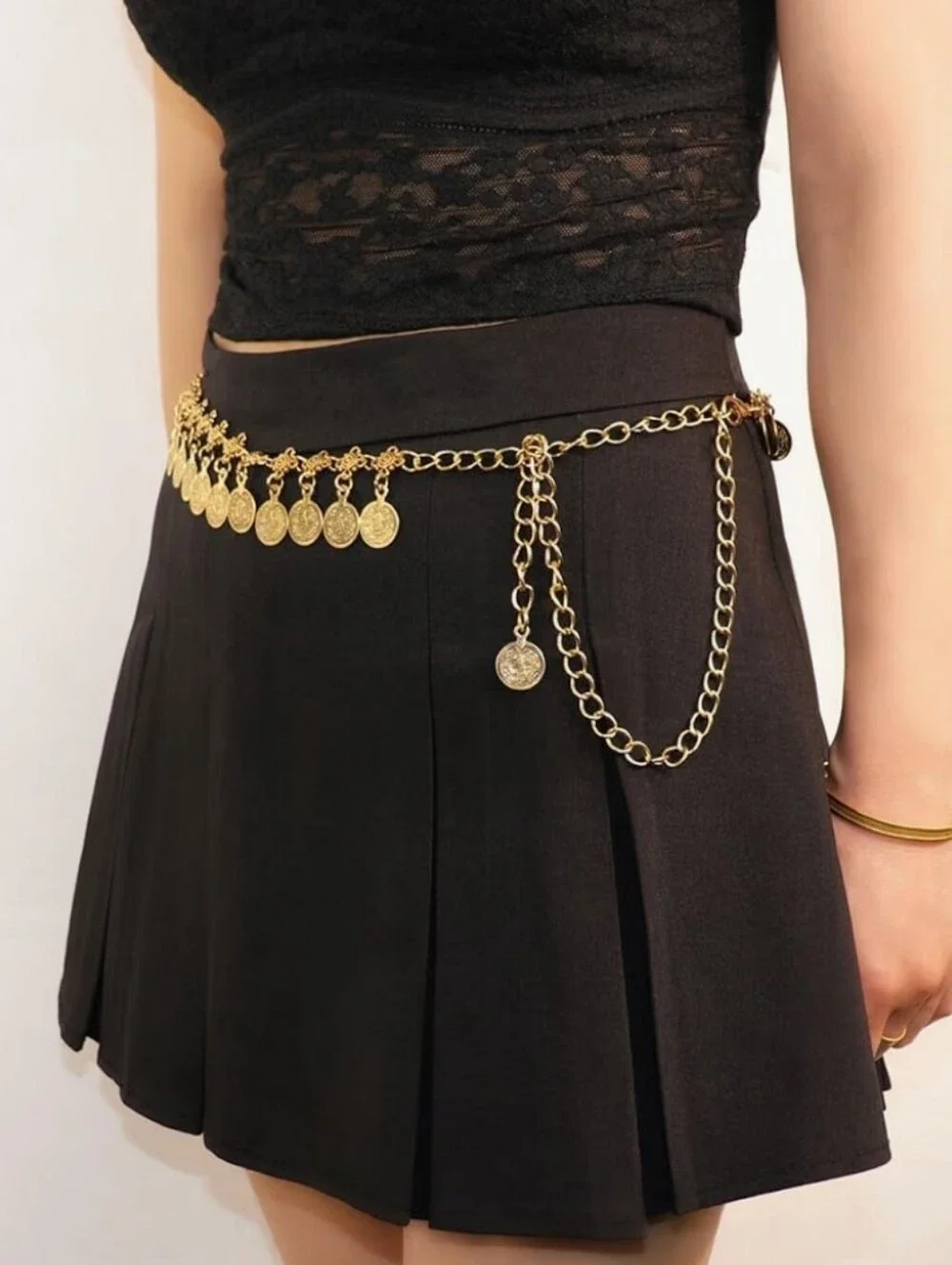 Gold Coin Charm Chain Belt - Women Accessories